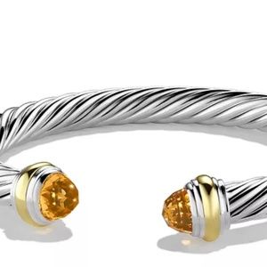 David Yurman Sterling Silver 4mm Cable Classics Bracelet Citrine & 18k Gold